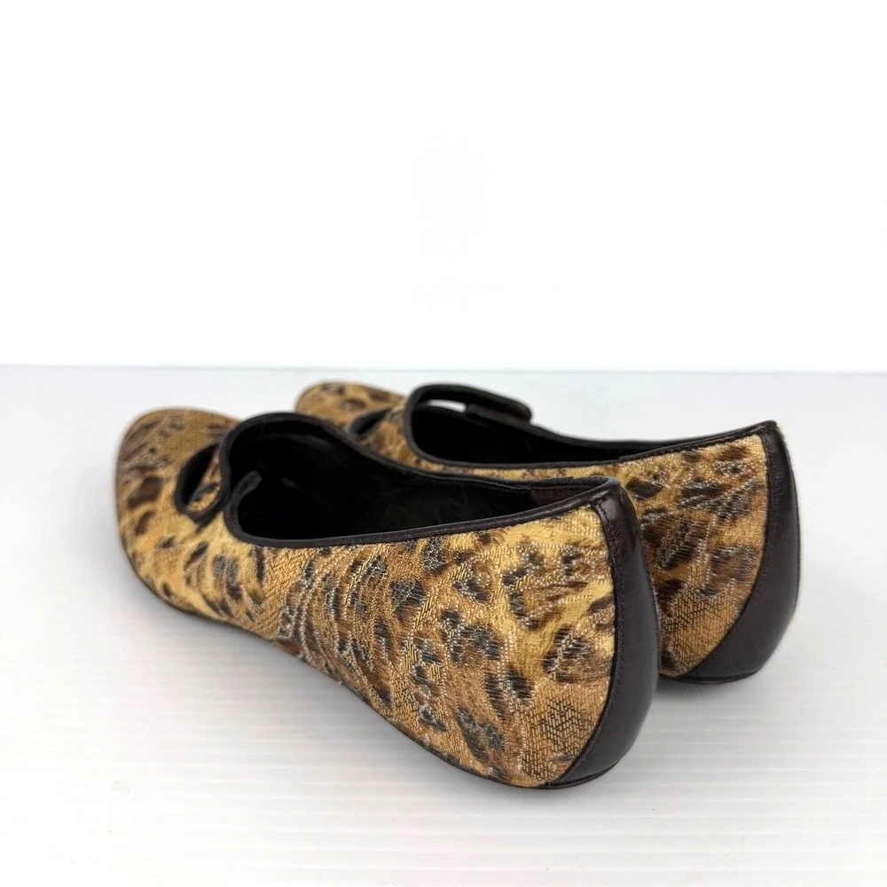 Donald‎ J Pliner Couture Henna Leopard Mary Jane Flats Jacquard Italy Size 8M